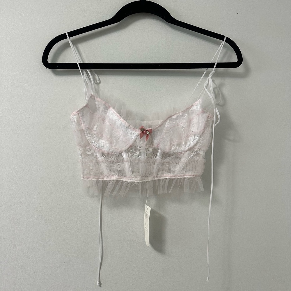 Forloveandlemons White and light pink Sheer Lace Bralette